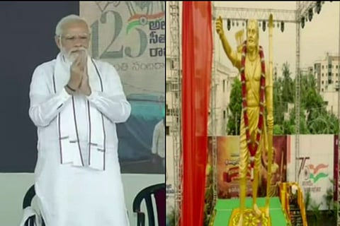 PM Modi unveils Alluri Sitarama Raju statue in Andhra’s Bhimavaram