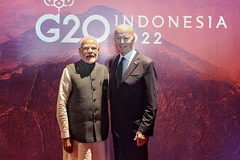PM Modi with President Biden at the G20 summit in Indonesia in 2022
