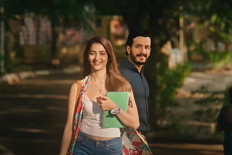 Pooja Hegde and Akhil Akkineni in a screengrab from the teaser of Most Eligible Bachelor.