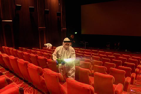 A theatre being sanitised