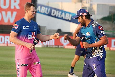 Rajasthan Royals captain Steve Smith and Mumbai Indians Captain Rohit Sharma