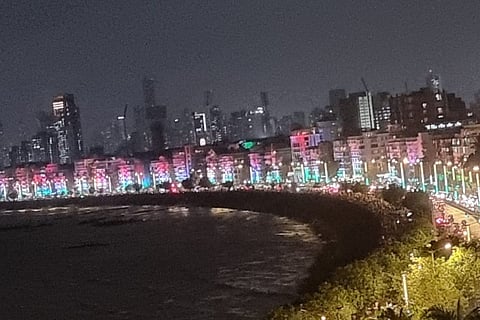 Marine Drive now. BMC illuminated all buildings & electrical poles