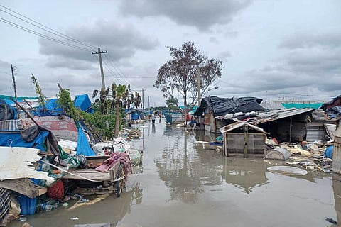 Flooded slum in Bengaluru's Munnekolala