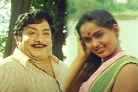 Sivaji Ganesan and Radha in Muthal Mariyathai