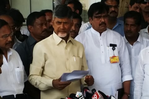 ‘EC acting in connivance with BJP and YSRCP’: AP CM protests I-T raids on TDP MPs