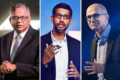 N Chandrasekaran, Sundar Pichai and Satya Nadella