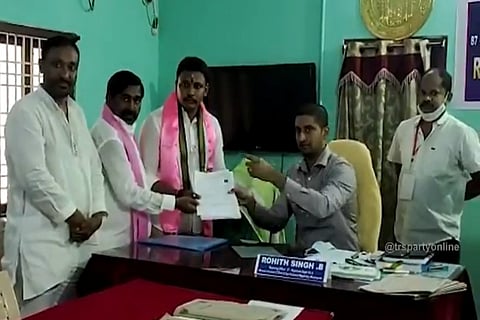 TRS candidate Bhagath submitting his nominations