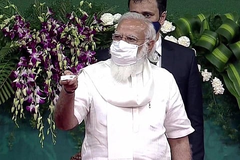 Prime Minister Narendra Modi inaugurating the Chennai metro rail extension