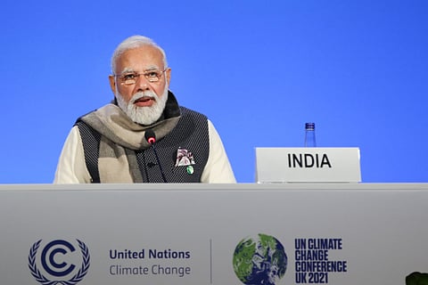 Indian Prime Minister Narendra Modi at COP26 UN climate conference in Glasgow
