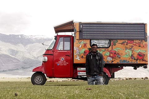 Meet the man who travelled from India to London in a solar-powered auto