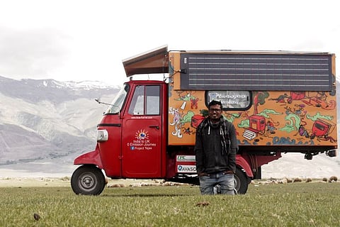 Meet the man who travelled from India to London in a solar-powered auto