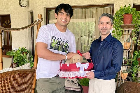 Olympic medalist Neeraj Chopra with Abhinav Bindra