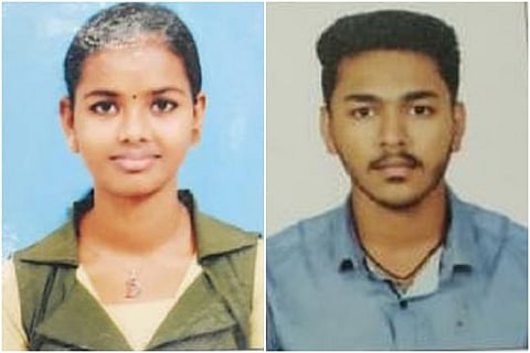 Collage of Nidhina and Abhishek