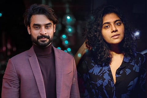 Actors Tovino Thomas (L) and Nimisha Sajayan (R).