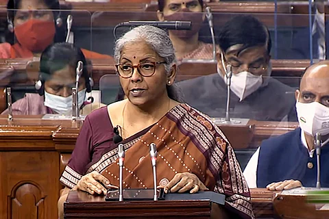 Union Finance Minister Nirmala Sitharaman presenting Union Budget 2022-23