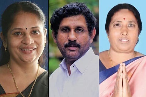 Collage of BJP Candidates for Kerala polls, Niveditha, Haridas and Dhanalakshmi whose nominations have been rejected