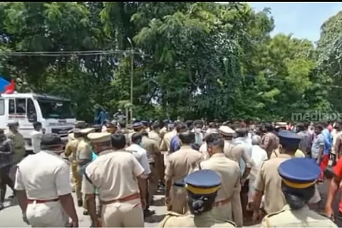 Crowd in front of ISRO