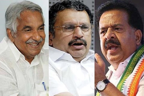 Collage of Congress candidates contesting 2021 Kerala Assembly election: Oommen Chandy, K Muraleedharan and Ramesh Chennithala