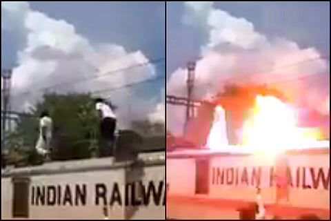 PMK man walks on top of train during Cauvery protest, gets electrocuted
