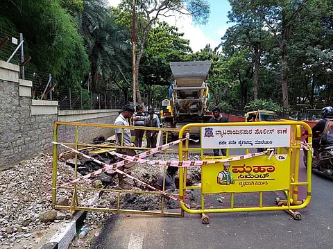 Bengaluru road fixed for PM caves in, BBMP blames faulty drains