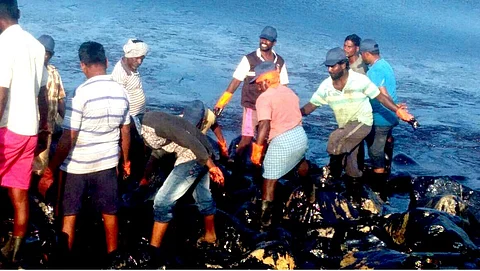 Authorities flout rules yet again, those cleaning Chennai oil spill exposed to toxic chemicals