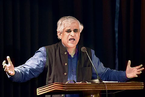 P Sainath giving a speech
