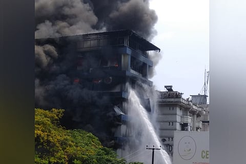 Massive fire breaks out at Paragon footwear godown in Kochi, fire tenders at spot