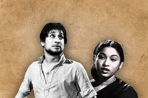 Sivaji Ganesan and Sri Ranjani, screengrab from Parasakthi
