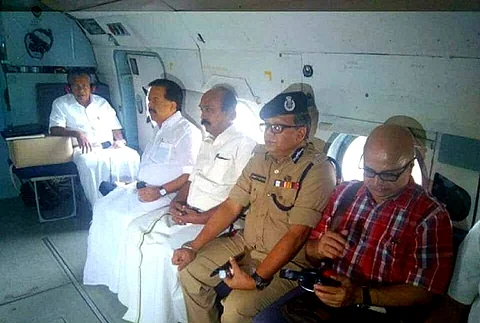 In Kerala, CM visits flood-affected areas in a copter with Opposition leader