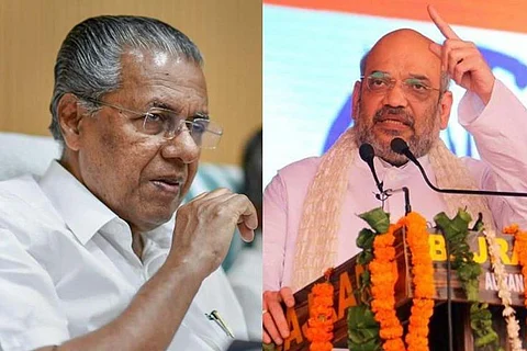 Collage of Pinarayi Vijayan and Amit Shah