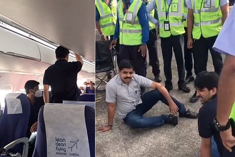 Youth Congress workers protesting against Pinarayi Vijayan onboard his flight
