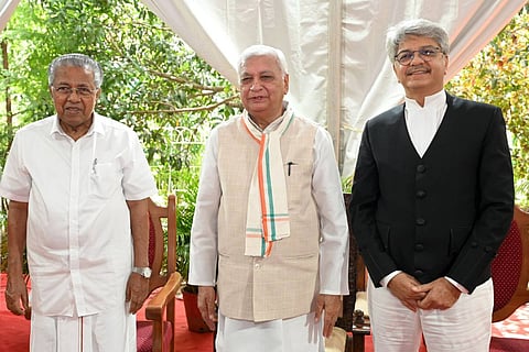 Kerala Chief Minister Pinarayi Vijayan, Governor Ariff Mohammed Khan and Kerala HC Chief Justice Ashish Desai