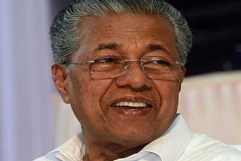 Close up shot of Kerala CM Pinarayi Vijayan smiling