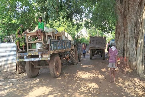 Polavaram project oustees evacuating their localities