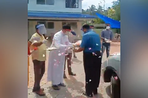 2 days after attack, health workers welcomed with floral tribute in Kerala’s Poonthura