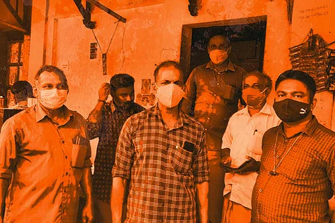 RSS workers who are part of a Men's Self Help Group in Kerala, under RSS affiliate Sahakar Bharati's Akshayashree NGO.
