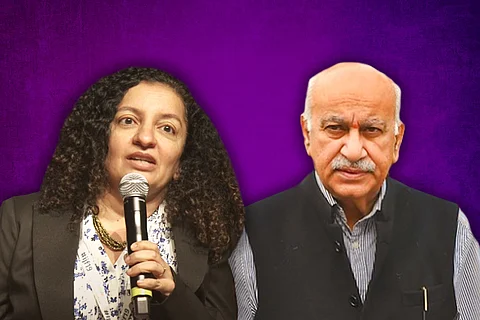 A collage of journalist Priya Ramani and former Union Minister MJ Akbar.