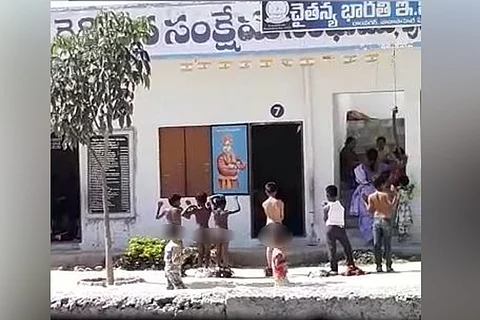 Students forced to stand naked for being late to Andhra school, parents protest
