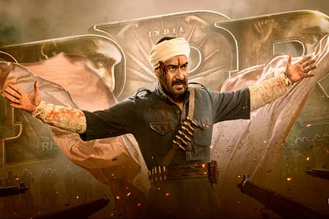 Ajay Devgn seen in a warrior- like avatar in the poster of RRR.