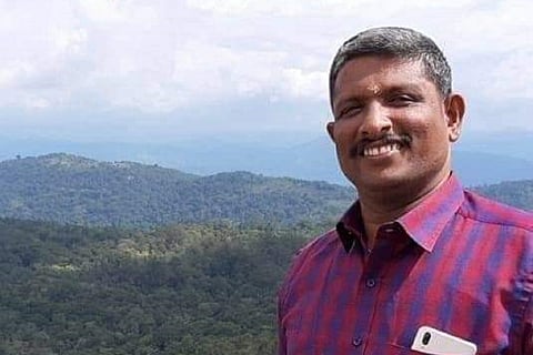 A file photo of Srinivasan, the RSS worker who was killed in Kerala