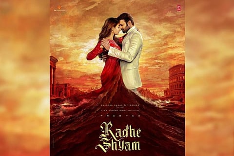 Prabhas and Pooja Hegde are seen in the poster of 'Radhe Shyam'.