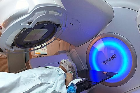 A patient undergoing radiationtherapy for cancer