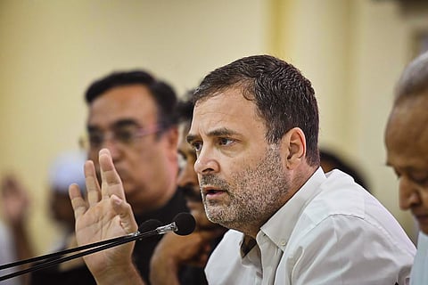Rahul Gandhi addressing a press conference at AICC headquarters in Delhi