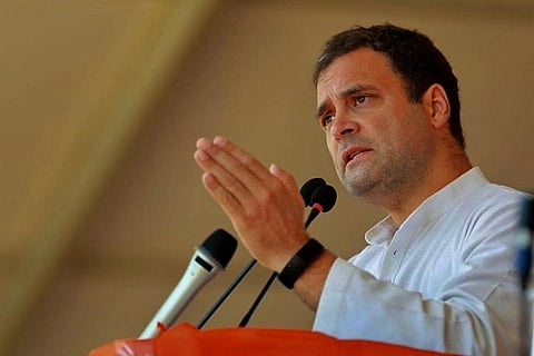 Rahul Gandhi addressing a gathering in Kerala.