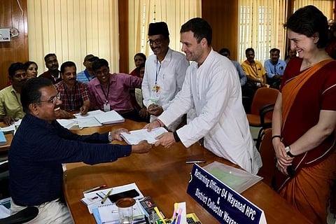 Amidst huge fanfare, Rahul Gandhi files nomination in Wayanad
