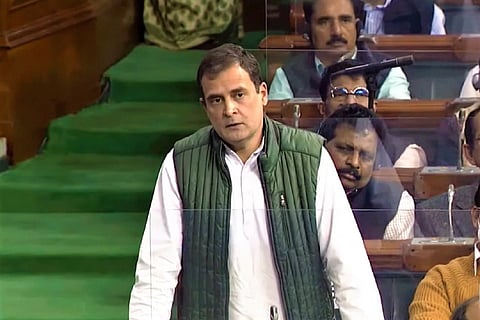 A screengrab from Rahul Gandhi's speech in the Parliament