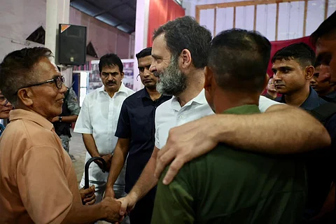 Congress leader Rahul Gandhi visiting relief camps in Manipur