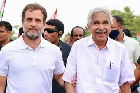 Congress leaders Rahul Gandhi and Oommen Chandy