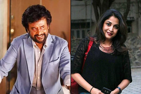 Actors Rajinikanth (L) and Ramya Krishnan (R)