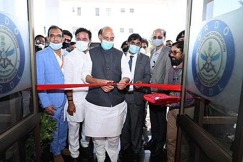 Rajnath Singh inaugurating the tunnel in Hyderabad